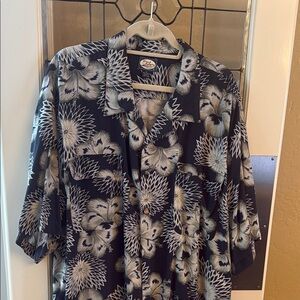 Tommy Bahama Black and Cream Floral Shirt
